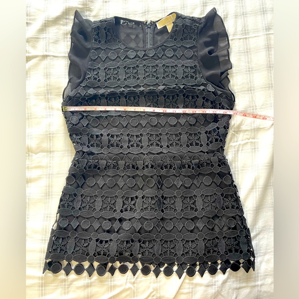 Michale Kors Black Lace Sleeveless Top with Embroidery Details - Size 4